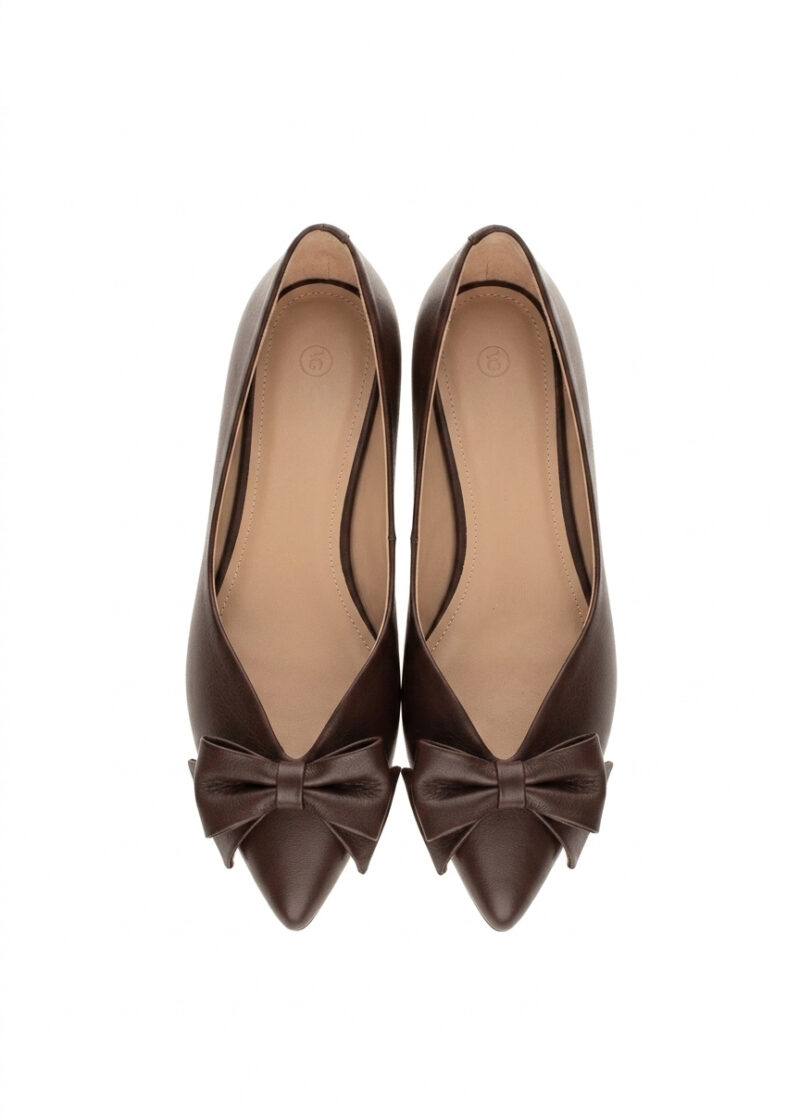 brązowe skórzane baleriny widok z góry AMELIA BROWN