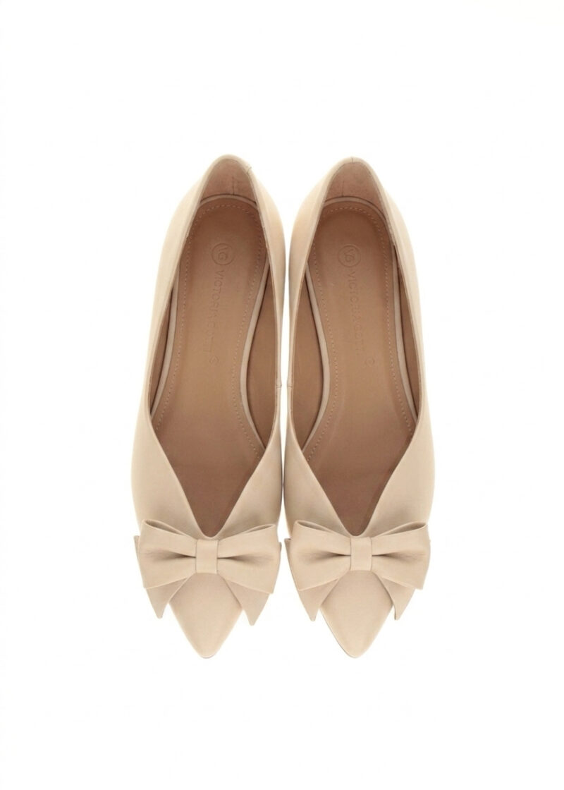 beżowe skórzane baleriny widok z góry AMELIA BEIGE