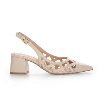 beżowe ażurowe czółenka HARPER BEIGE widok z boku