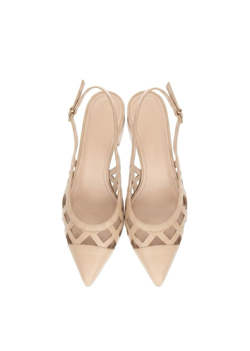 beżowe ażurowe czółenka widok z góry HARPER BEIGE