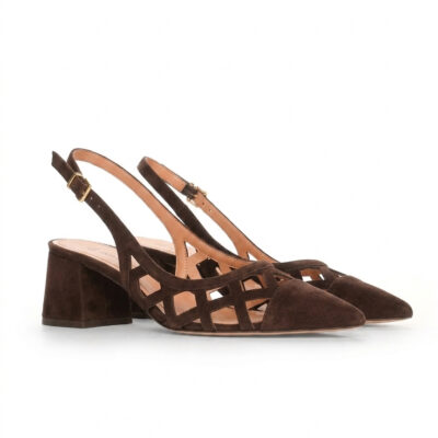 brązowe ażurowe czółenka zamszowe HARPER BROWN para