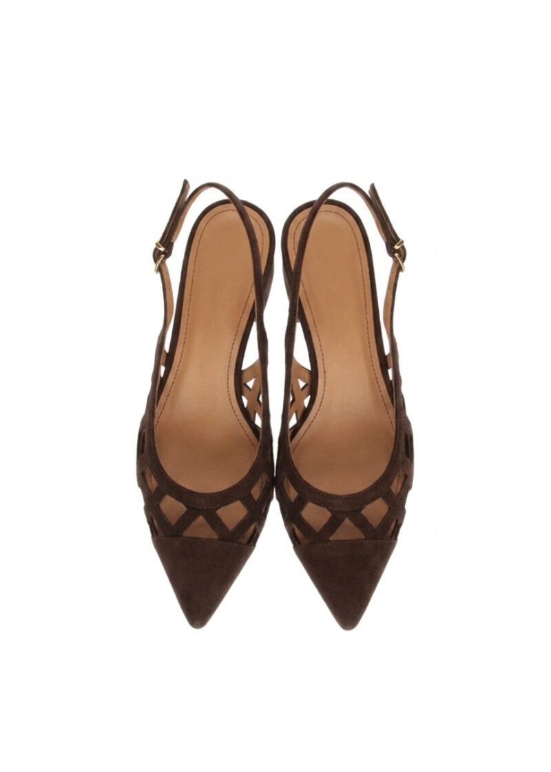 brązowe ażurowe czółenka HARPER BROWN - widok z góry