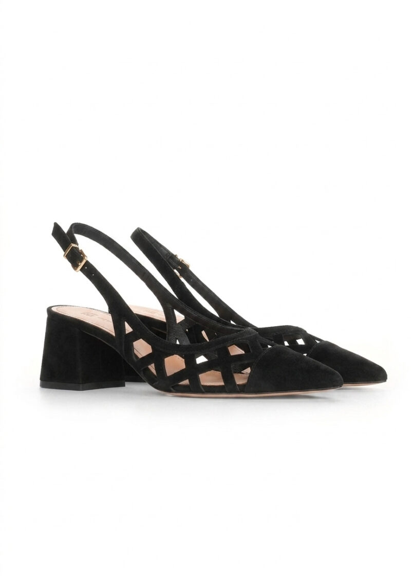 czarne ażurowe czółenka zamszowe HARPER BLACK para