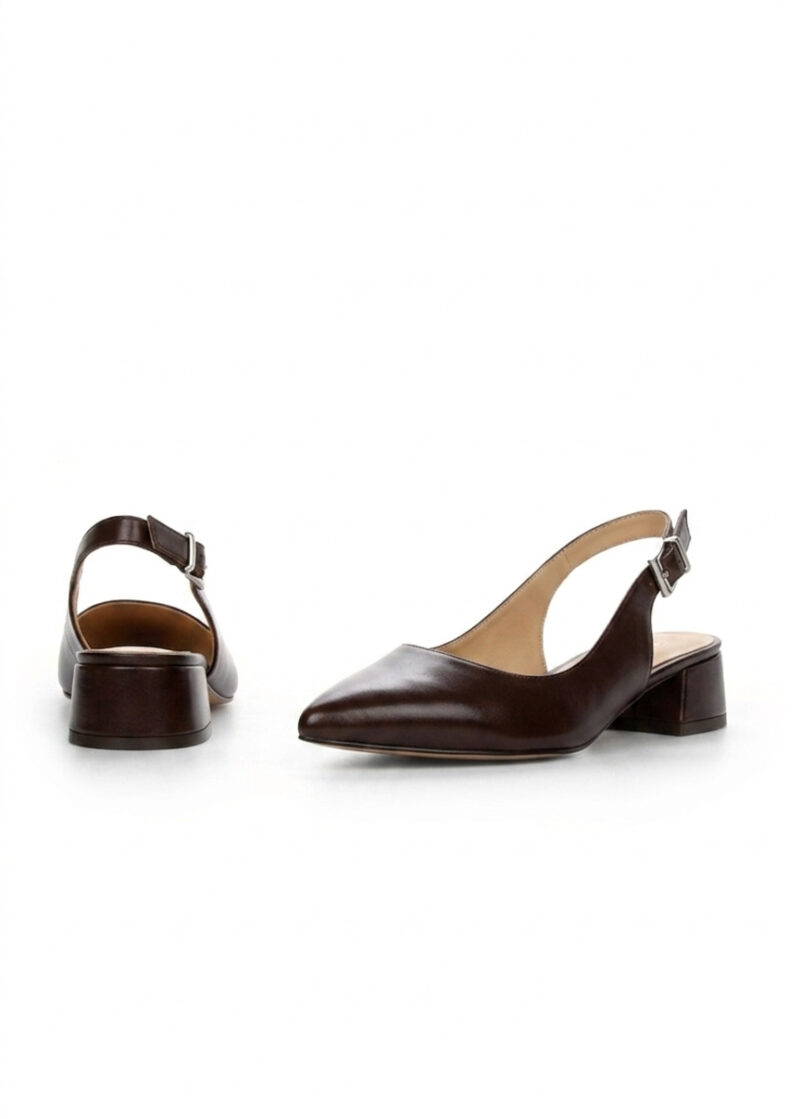 brązowe czółenka przód i tył ROSE BROWN