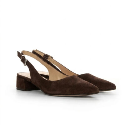 Brązowe czółenka z zamszu naturalnego