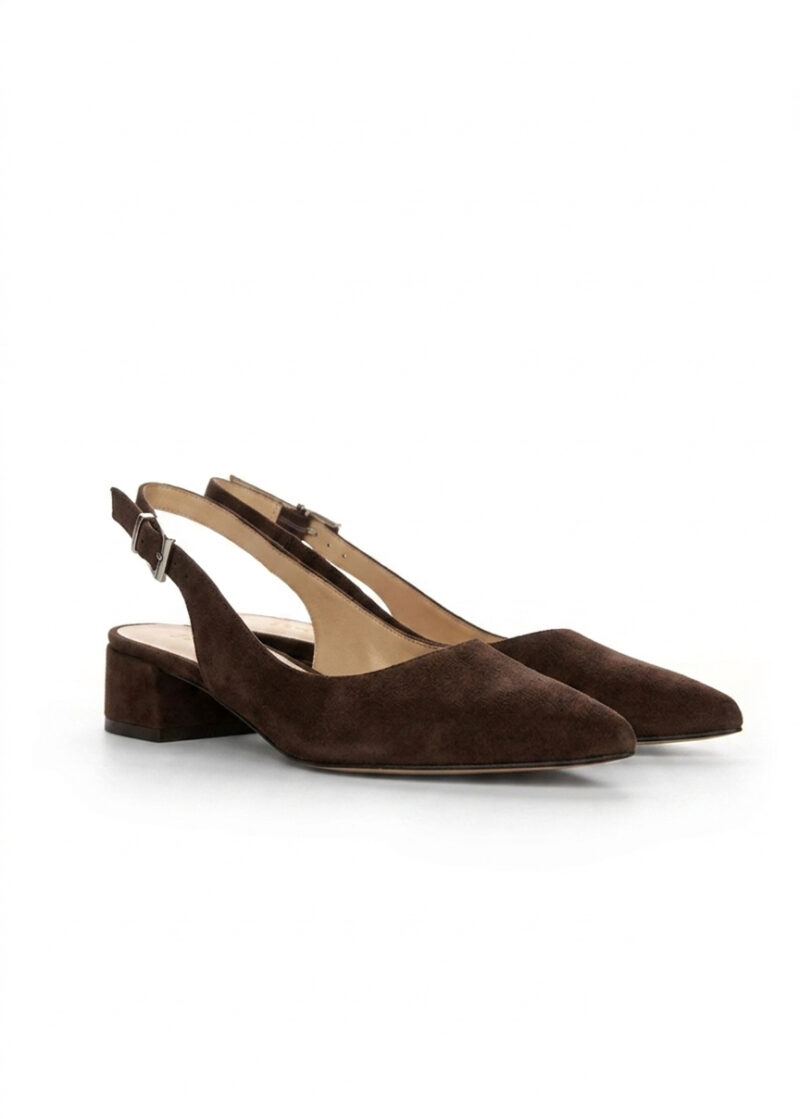 Brązowe czółenka z zamszu naturalnego