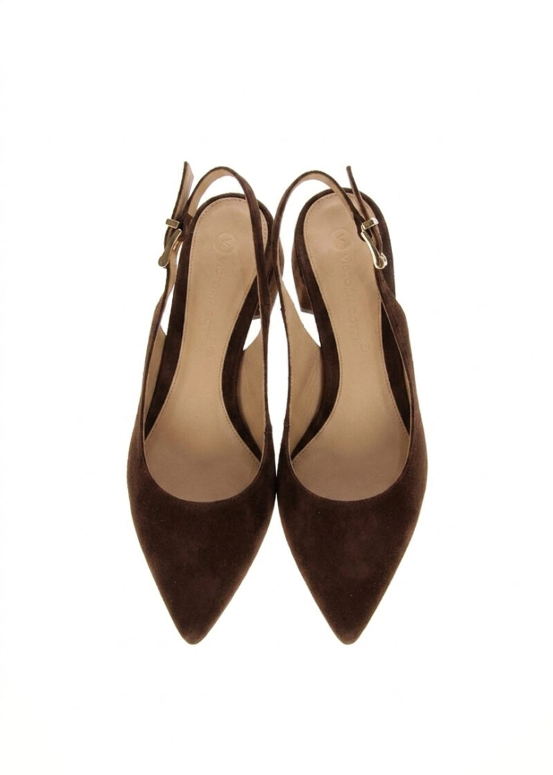 Brązowe czółenka damskie ROSE BROWN - widok z góry